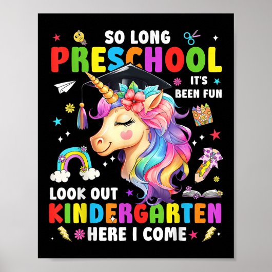 Einhorn So Long Pre K Abschluss Kindergarten Hier Poster (Vorne)