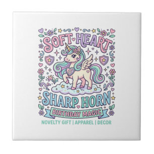Einhorn Softes Herz Scharfe Hörner Fette Typografi Fliese