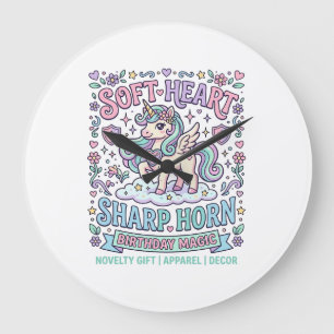 Einhorn Softes Herz Scharfe Hörner Fette Typografi Große Wanduhr