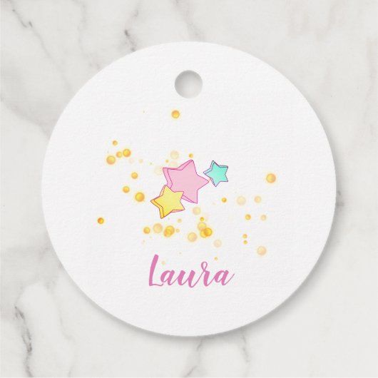 Einhorn, Sparklingsterne, Cupcakes und Confetti Geschenkanhänger (Rückseite)