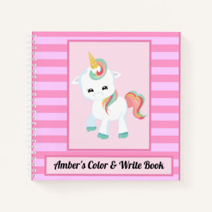 Einhorn Spaß Kinder Mal- und Schreibbuch Rosa Stre Notizblock