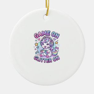 Einhorn Spiel Ein Glitter Ein Grafikdesign Merch D Keramik Ornament