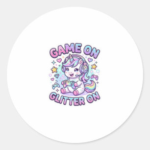 Einhorn Spiel Ein Glitter Ein Grafikdesign Merch D Runder Aufkleber