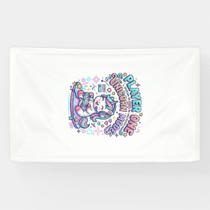 Einhorn Spieler Eins Einhorn Modus Retro-Stil Graf Banner