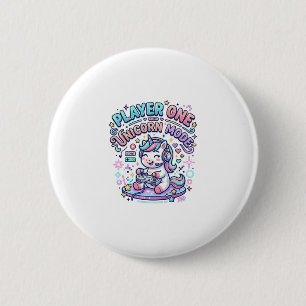 Einhorn Spieler Eins Einhorn Modus Retro-Stil Graf Button
