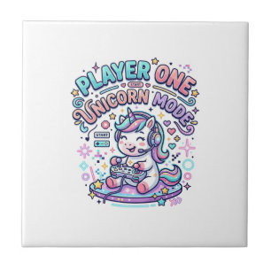 Einhorn Spieler Eins Einhorn Modus Retro-Stil Graf Fliese