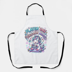 Einhorn Spieler Eins Einhorn Modus Retro-Stil Graf Schürze