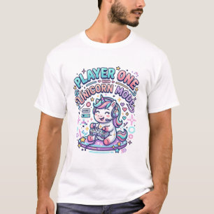 Einhorn Spieler Eins Einhorn Modus Retro-Stil Graf T-Shirt