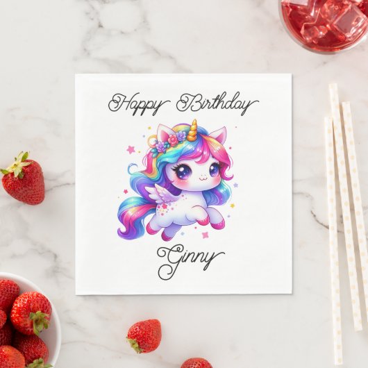 Einhorn springt über Regenbogen Serviette (Beispiel)