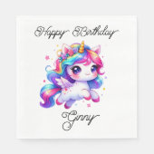Einhorn springt über Regenbogen Serviette (Vorderseite)