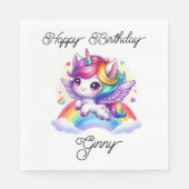 Einhorn springt über Regenbogen Serviette (Vorderseite)