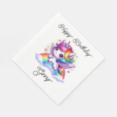 Einhorn springt über Regenbogen Serviette (Ecke)