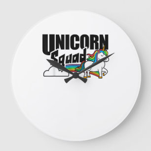 Einhorn-Squad Regenbogen-Einhörner Liebhaber Lusti Große Wanduhr