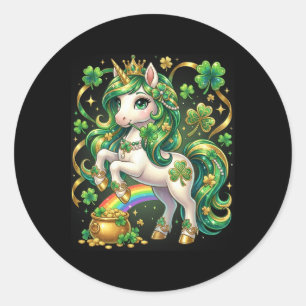 Einhorn St. Patrick's Day Kleinkind Mädchen Shamro Runder Aufkleber