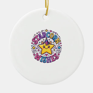Einhorn Starcorn Wünsche Kommerzieller Druck auf A Keramik Ornament