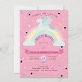 Einhorn, Stars Rainbow zum Geburtstag Einladung (Vorderseite)