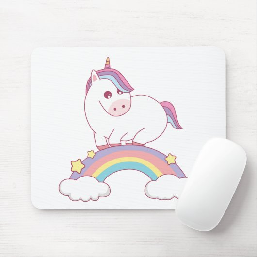 Einhorn stehend am Regenbogen Mousepad (Mit Mouse)