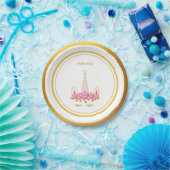 Einhorn, Stern, Blume und Golden Confetti Pappteller (Party)