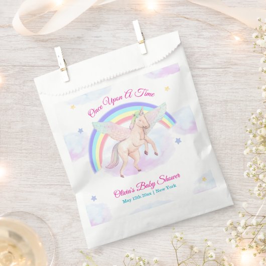 Einhorn Stern Regenbogen Märchen Baby Shower Geschenktütchen (Ausgeschnitten)