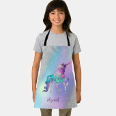 Einhorn, Sterne, Silberner Glitzer Bokeh Holograph Schürze (Insitu)