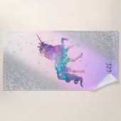 Einhorn, Sterne, Silberner Glitzer Bokeh - Persona Strandtuch (Vorderseite)