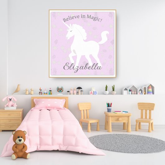 Einhorn Sterne Soft Pink Kinder Name Poster
