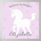 Einhorn Sterne Soft Pink Kinder Name Poster (Vorne)
