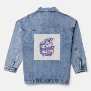 Einhorn-Sternenstaub in meinen Adern Retro-Stil Sü Jeansjacke