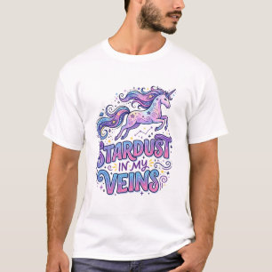 Einhorn-Sternenstaub in meinen Adern Retro-Stil Sü T-Shirt