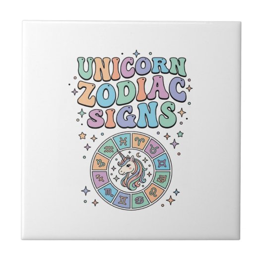 Einhorn-Sternzeichen Kawaii-Vektordesign_1 Fliese (Vorderseite)
