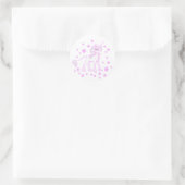 Einhorn-Sticker mit rosa Frühlingsblumen Runder Aufkleber (Tasche)