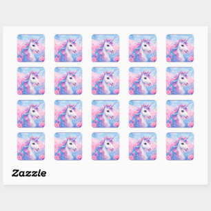 Einhorn-Sticker mit Traumcharme Quadratischer Aufkleber