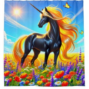 Einhorn strahlende Fantasie-Pferd-Kunst Duschvorhang