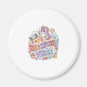 Einhorn Strandcorn Vibes Whimsical Weißer Hintergr Magnet