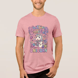 Einhorn Stricken Häkeln Einhorn Charmant Weiß Ba Tri-Blend Shirt