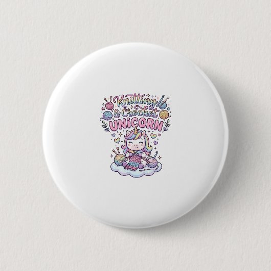 Einhorn Stricken Häkeln Einhorn Liebliche Typograf Button (Vorderseite)