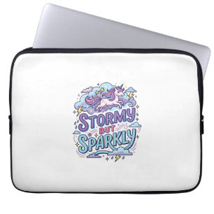 Einhorn stürmisch aber funkelnd Retro-Stil Süßes G Laptopschutzhülle