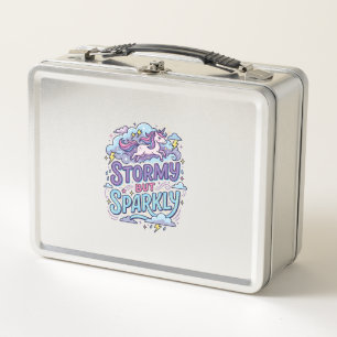 Einhorn stürmisch aber funkelnd Retro-Stil Süßes G Metall Brotdose