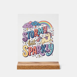 Einhorn stürmisch aber funkelnd wunderliche Merch Acrylschild