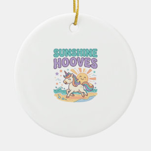 Einhorn Sunshine Hufe Trendiges Grafik T-Shirt Des Keramik Ornament