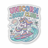 Einhorn-Surf-Club Aufkleber (Vorderseite)