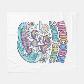 Einhorn-Surf-Club Fleecedecke (Vorderseite (Horizontal))