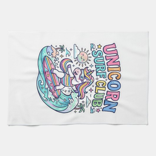 Einhorn-Surf-Club Geschirrtuch (Horizontal)