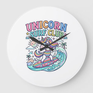 Einhorn-Surf-Club Große Wanduhr