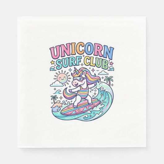 Einhorn-Surf-Club Serviette (Vorderseite)