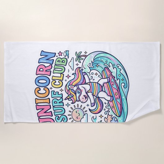 Einhorn-Surf-Club Strandtuch (Vorderseite)