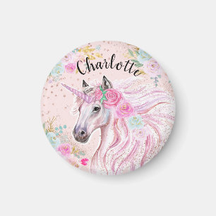 Einhorn Süß Geburtstag Benutzerdefiniert Rosa Gold Magnet