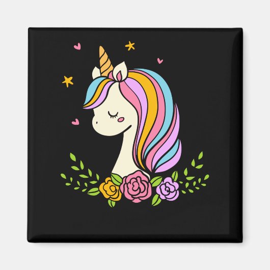 Einhorn Süß Whimsical Mädchenhaft D Name Magnet (Vorne)