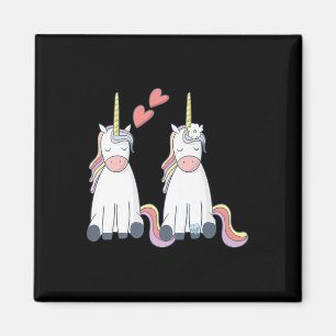 Einhorn Süße Braut und Bräutigam Verliebt Premium  Magnet