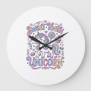 Einhorn Süßer Zahn Einhorn Original Merch Design_ Große Wanduhr